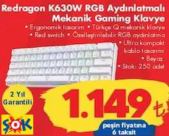 REDRAGON K630W RGB AYDINLATMALI MEKANİK GAMİNG OYUNCU KLAVYE